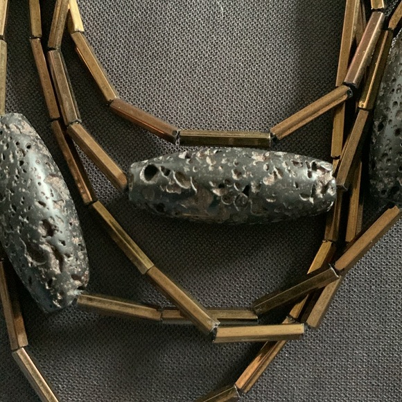 Adjustable bijou necklace chocolate brown and copper colour. - Picture 2 of 3